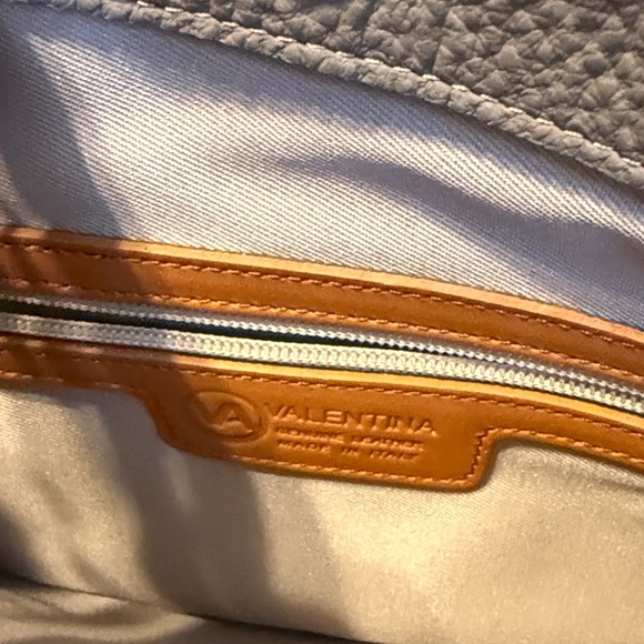 Chic Gray Satchel with Tan Accents Valentina Italian Leather - Picture 8 of 15